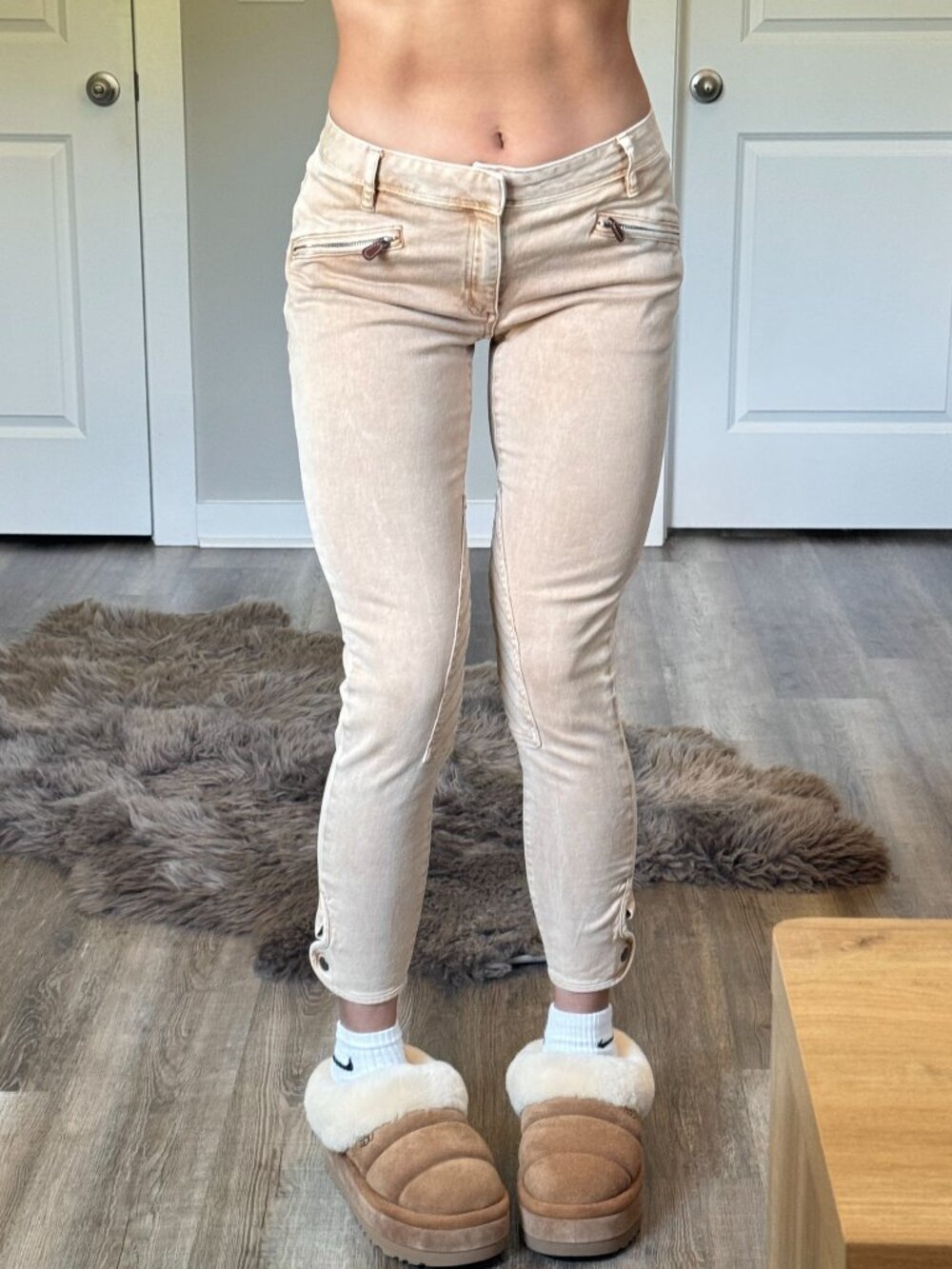 Vtg Ralph Lauren Sport Mid Rise Horse Riding Ankle Pants Womens 28 Tan Preppy